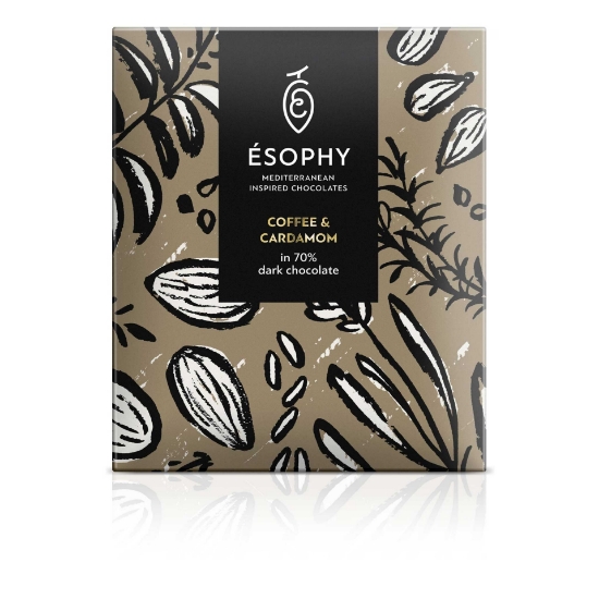 Artisanal Coffee & Cardamom Ιn 70% Dark Chocolate 50g esophy